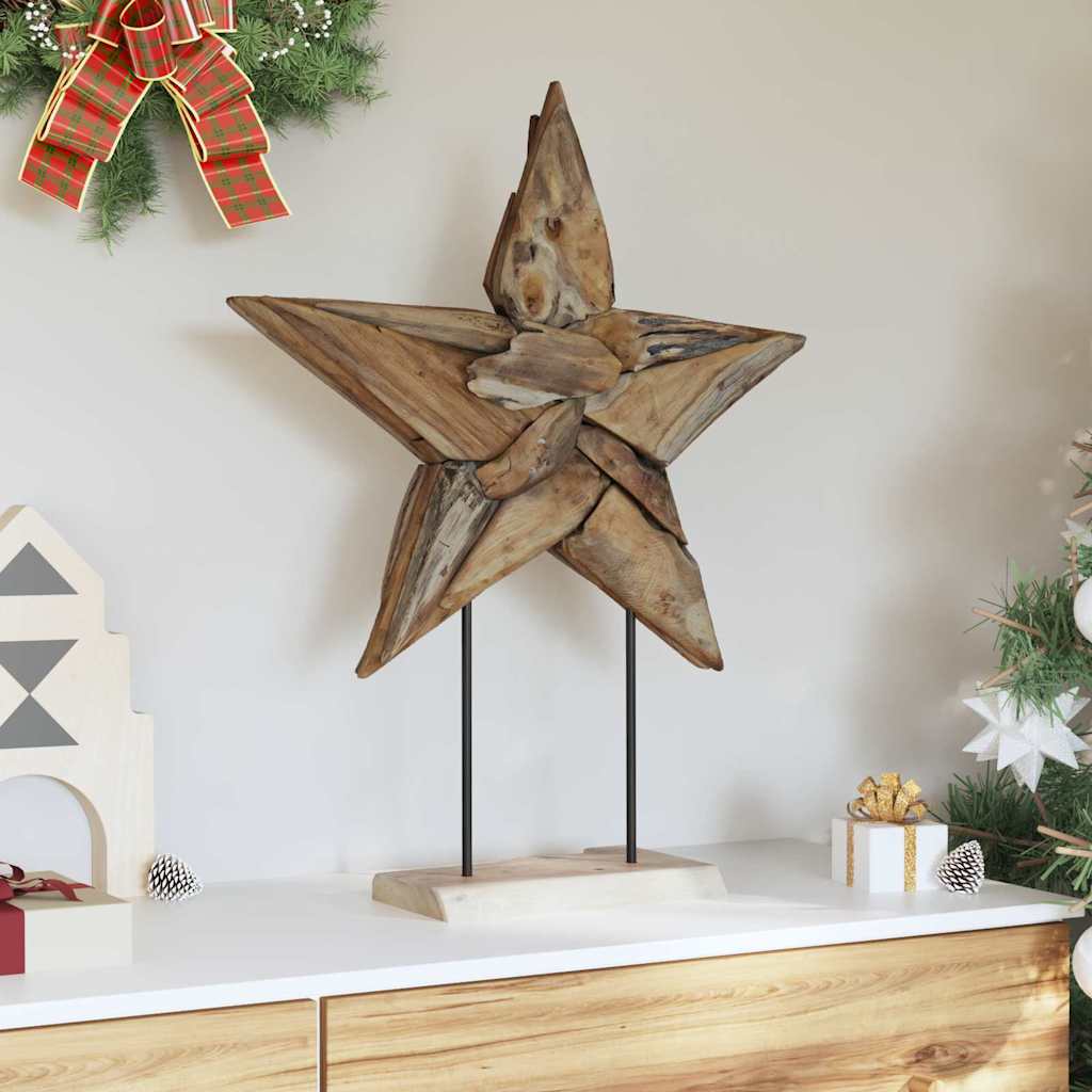 Christmas Star Brown 60 x 5 x 75 cm Solid Teak Wood